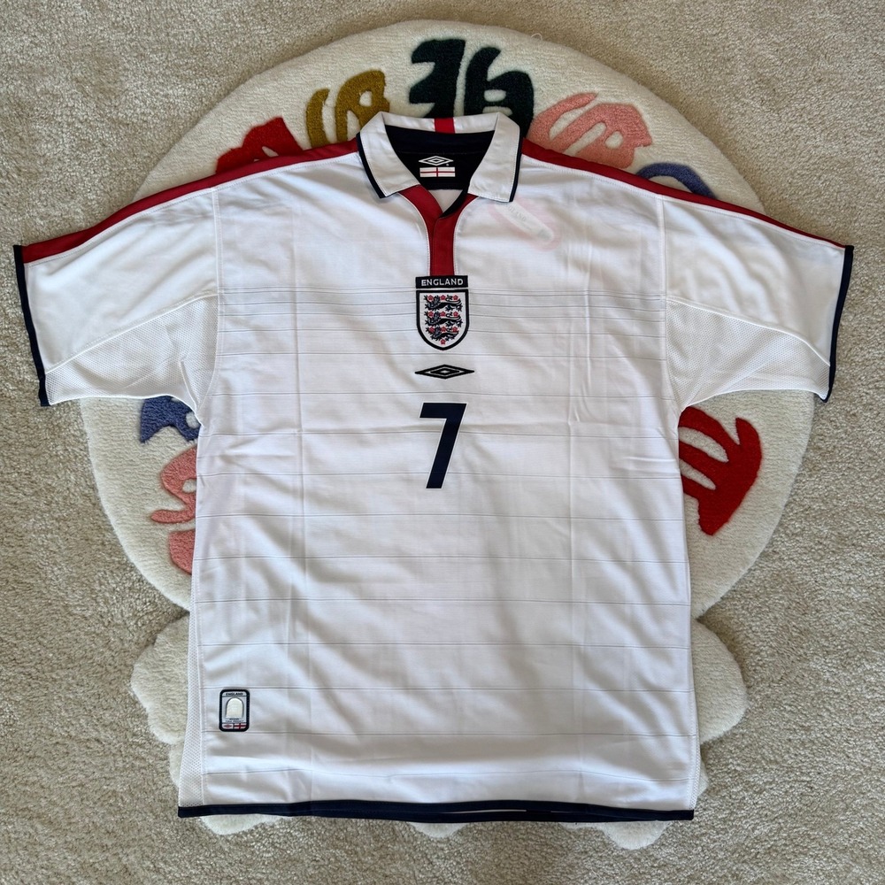 Umbro England Beckham 7 Home Jersey White Red Navy Size Medium NWT